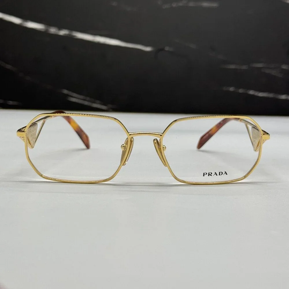 NEW PRADA PRA53V 5AK1O1 EYEGLASSES PR A53V 5AK1O1 GOLD UNISEX EYEWEAR VPR A53 5A